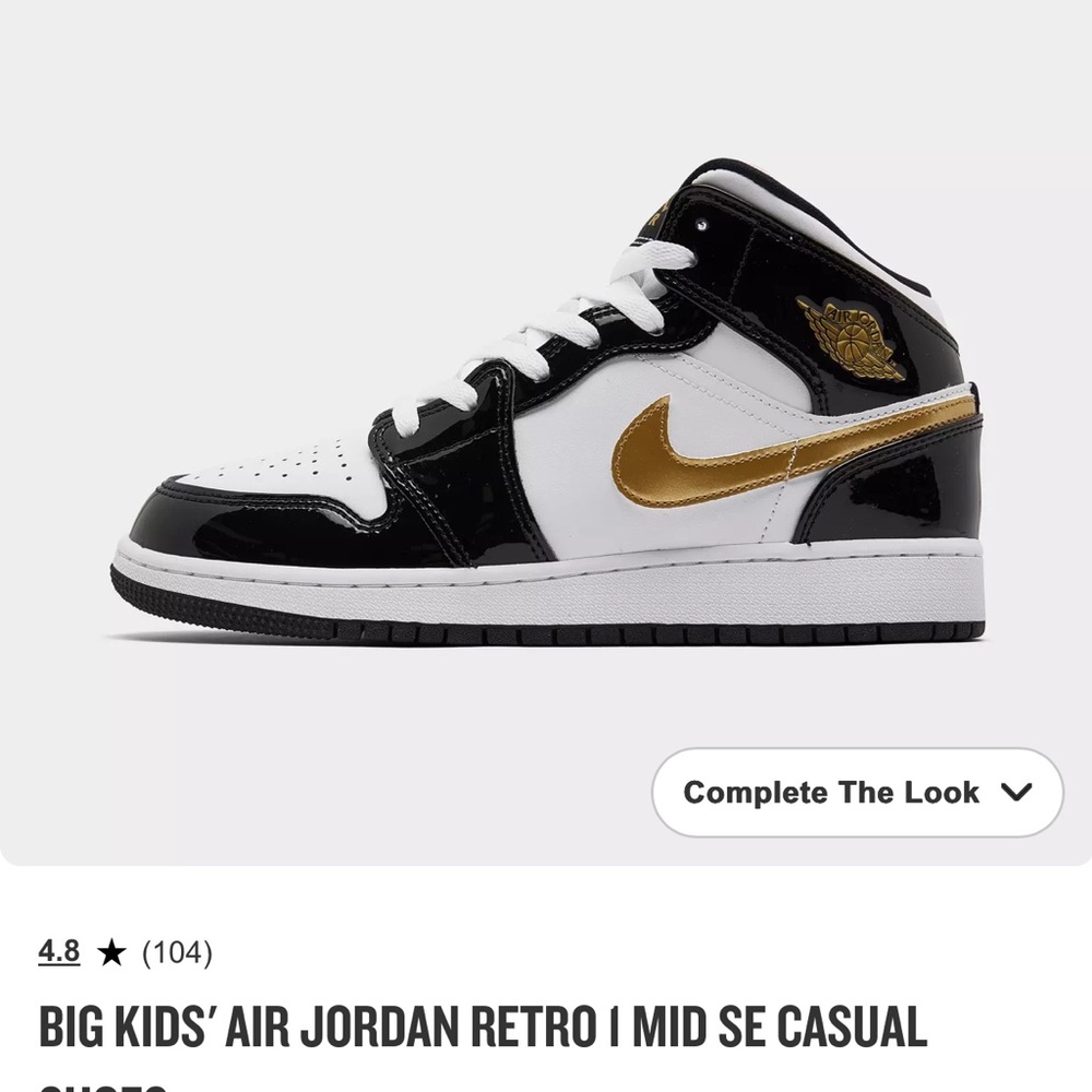 Jordan Kids Sneakers Black White Gold